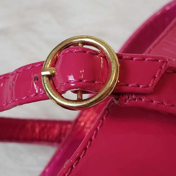 Colin Stuart Pink Patent Leather Platform Stiletto Peep Toe Slingback Heels - Picture 9 of 17